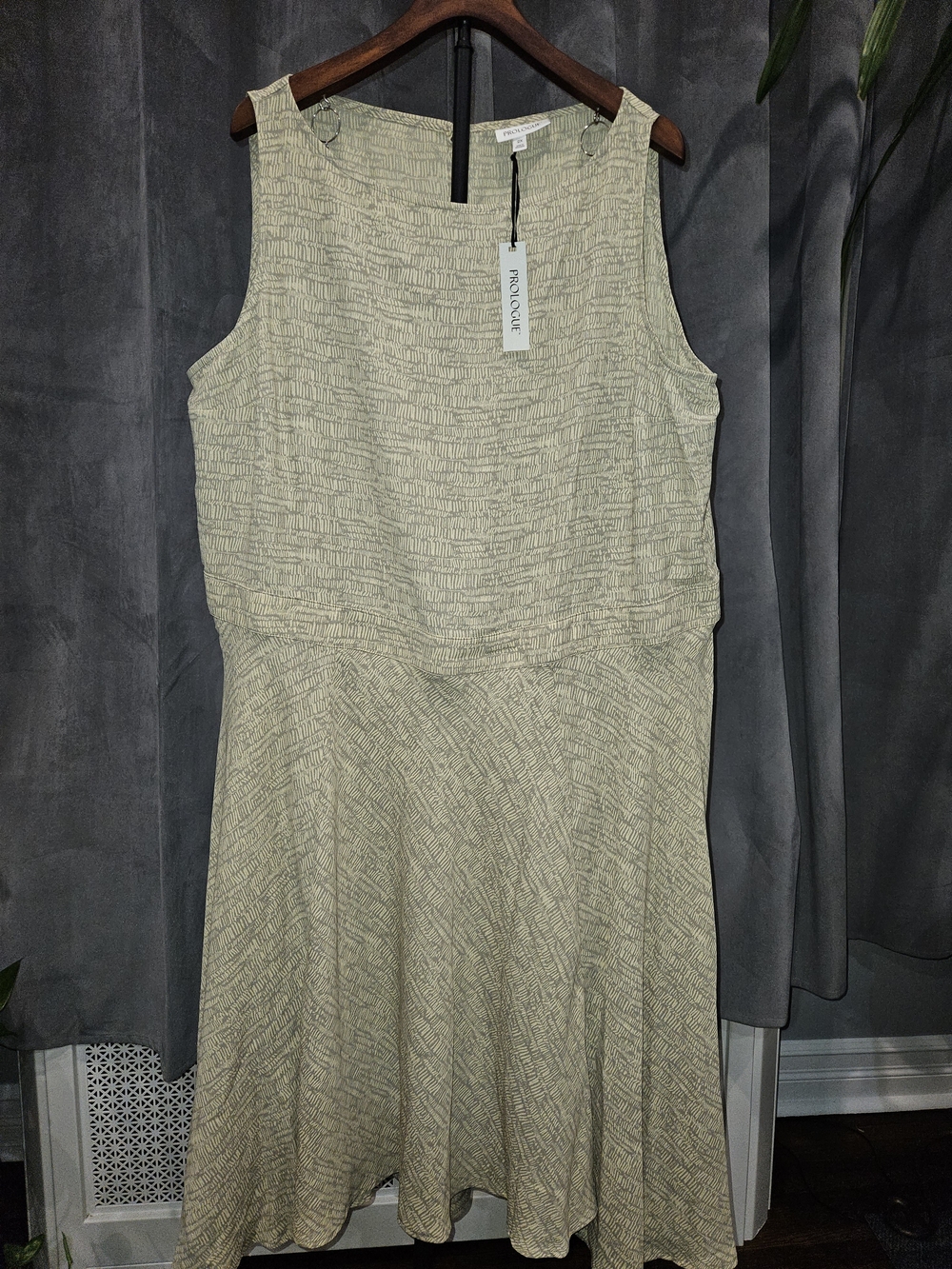 Prologue Sleeveless Textured Midi Dress in Light Olive NWT